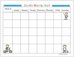 Pen At Hand Stick Figures - Jumbo Weekly Planner Pad (Full Color Boy)