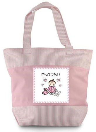 Pen At Hand Stick Figures - Zippered Tote Bag (Pink Baby Stuff)