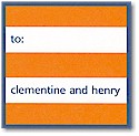 Gift Stickers by Boatman Geller - Orange Stripe/Navy Border