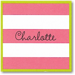 Gift Stickers by Boatman Geller - Dark Pink Stripe/Lime Border