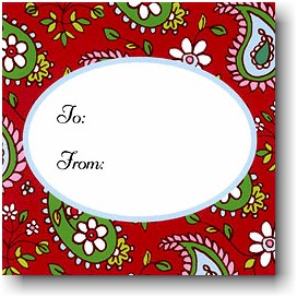 Holiday Gift Stickers by Boatman Geller - Paisley Red