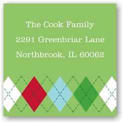 Holiday Gift Stickers by Boatman Geller - Argyle Green and Red