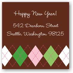 Holiday Gift Stickers by Boatman Geller - Argyle Brown and Pink