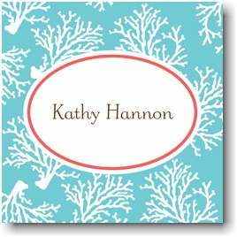 Holiday Gift Stickers by Boatman Geller - Coral Repeat Teal