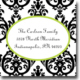 Gift Stickers by Boatman Geller - Madison Damask White and Black