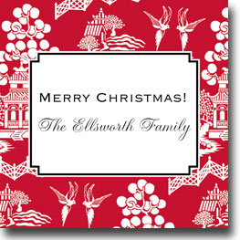 Holiday Gift Stickers by Boatman Geller - Chinoiserie Red