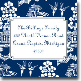 Holiday Gift Stickers by Boatman Geller - Chinoiserie Navy
