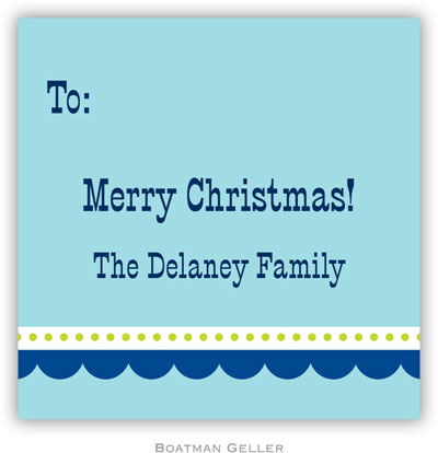 Gift Stickers by Boatman Geller - Scallop Blue with Navy Gift Stickers by Boatman Geller - Scallop Blue with Navy