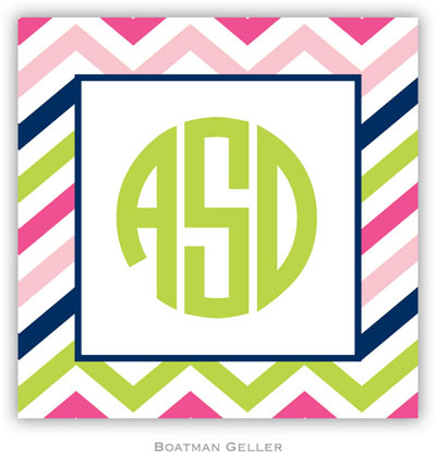 Gift Stickers by Boatman Geller - Chevron Pink Navy & Lime