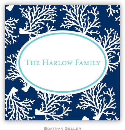 Gift Stickers by Boatman Geller - Coral Repeat Navy Gift Stickers by Boatman Geller - Coral Repeat Navy