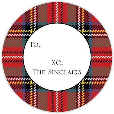 Round Gift Stickers by Boatman Geller - Tartan Plaid Round Gift Stickers by Boatman Geller - Tartan Plaid