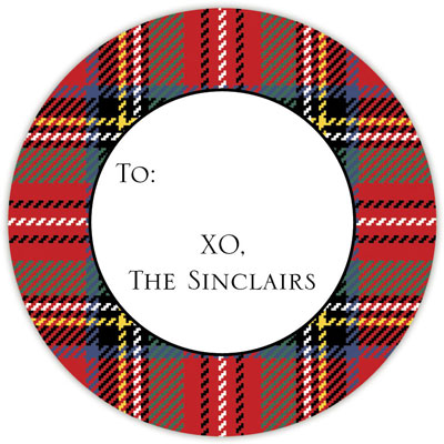 Round Gift Stickers by Boatman Geller - Tartan Plaid