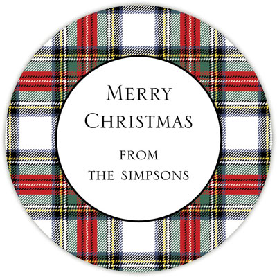 Round Gift Stickers by Boatman Geller - Stewart Plaid