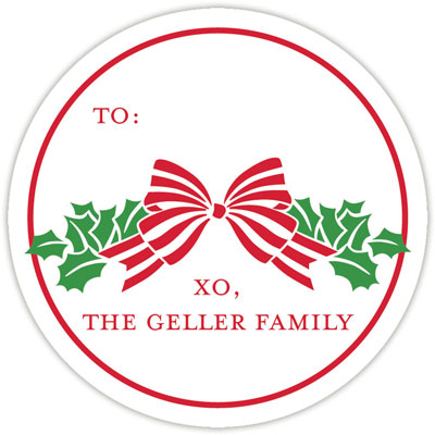 Round Gift Stickers by Boatman Geller - Striped Bow Round Gift Stickers by Boatman Geller - Striped Bow