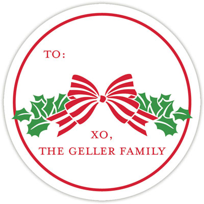 Round Gift Stickers by Boatman Geller - Striped Bow