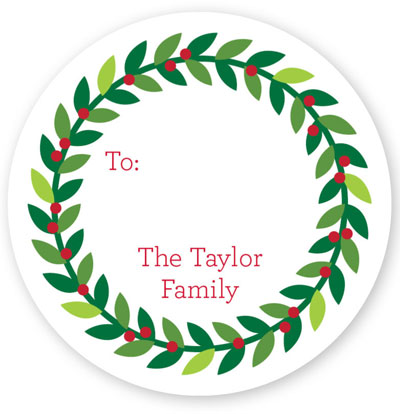 Round Gift Stickers by Boatman Geller - Wreath Circle Round Gift Stickers by Boatman Geller - Wreath Circle