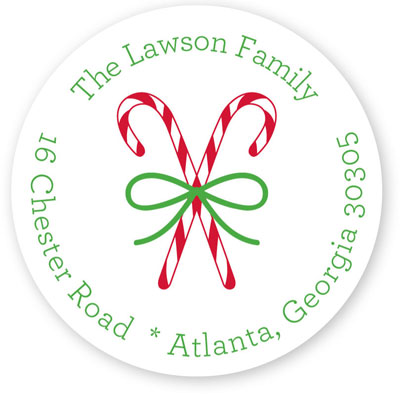 Round Gift Stickers by Boatman Geller - Candy Canes Round Gift Stickers by Boatman Geller - Candy Canes