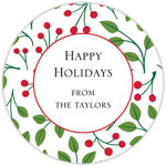Round Gift Stickers by Boatman Geller - Christmas Berries Red