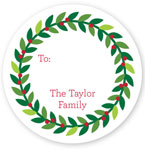 Round Gift Stickers by Boatman Geller - Wreath Circle