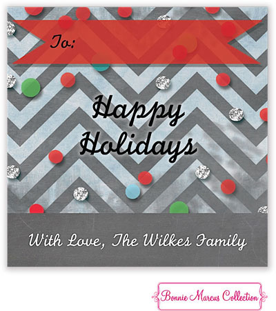 Bonnie Marcus Personalized Gift Stickers - Happy Holidays Confetti