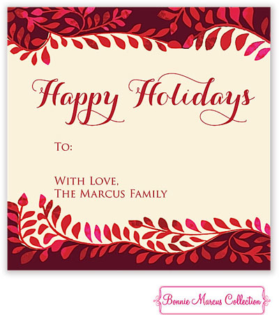 Bonnie Marcus Personalized Gift Stickers - Peaceful Holiday Vines (Red) Bonnie Marcus Personalized Gift Stickers - Peaceful Holiday Vines (Red)