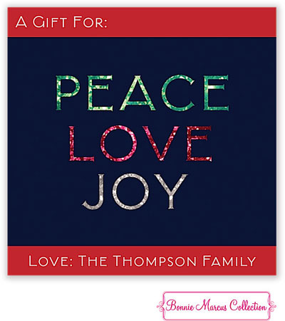 Bonnie Marcus Personalized Gift Stickers - Peace Love Joy Snowflake (Red)