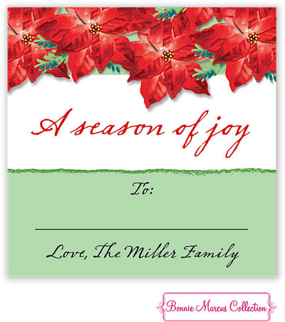 Bonnie Marcus Personalized Gift Stickers - Poinsettia Peace & Joy
