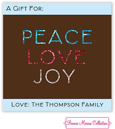 Bonnie Marcus Personalized Gift Stickers - Peace Love Joy Snowflake (Blue) Bonnie Marcus Personalized Gift Stickers - Peace Love Joy Snowflake (Blue)