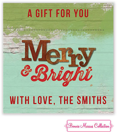 Bonnie Marcus Personalized Gift Stickers - Rustic Merry & Bright Bonnie Marcus Personalized Gift Stickers - Rustic Merry & Bright
