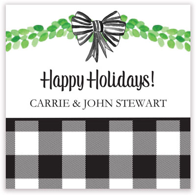 Holiday Gift Stickers by Kelly Hughes Designs (Black and White Bow)