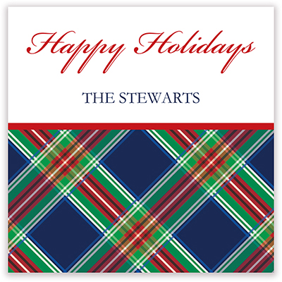 Holiday Gift Stickers by Kelly Hughes Designs (Navy Tartan)
