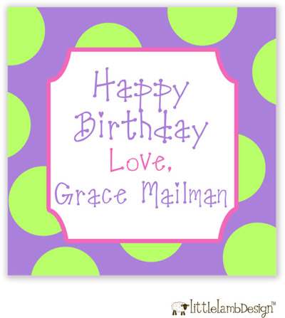 Little Lamb Design Gift Stickers - Green and Purple Dots Little Lamb Design Gift Stickers - Green and Purple Dots