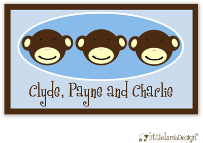 Little Lamb Design Gift Stickers - Blue Monkey Faces
