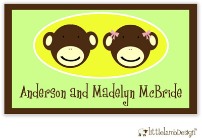 Little Lamb Design Gift Stickers - Green Monkey Faces Little Lamb Design Gift Stickers - Green Monkey Faces