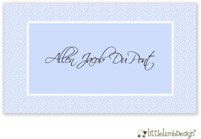Little Lamb Design Gift Stickers - Blue Lace Border