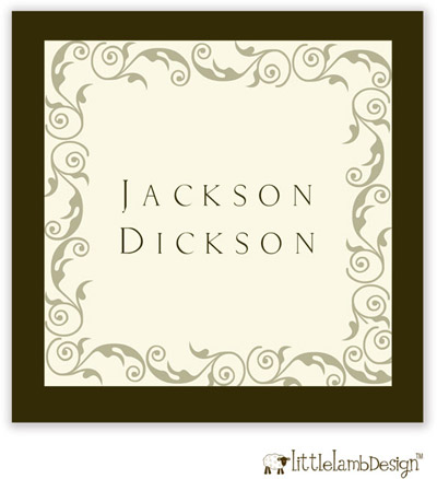 Little Lamb Design Gift Stickers - Elegant Brown Frame