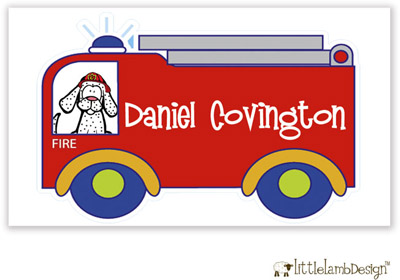 Little Lamb Design Gift Stickers - Firetruck