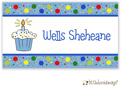 Little Lamb Design Gift Stickers - Blue Cupcake Little Lamb Design Gift Stickers - Blue Cupcake