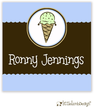 Little Lamb Design Gift Stickers - Blue Ice Cream Cone Little Lamb Design Gift Stickers - Blue Ice Cream Cone