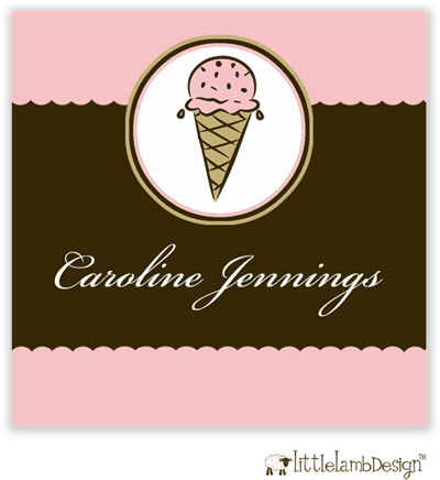 Little Lamb Design Gift Stickers - Pink Ice Cream Cone Little Lamb Design Gift Stickers - Pink Ice Cream Cone