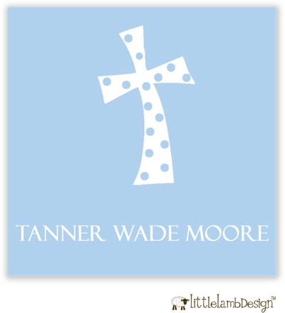 Little Lamb Design Gift Stickers - Blue Cross