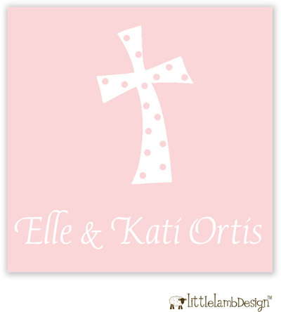 Little Lamb Design Gift Stickers - Pink Cross