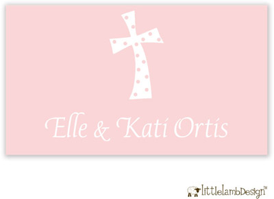 Little Lamb Design Gift Stickers - Pink Cross