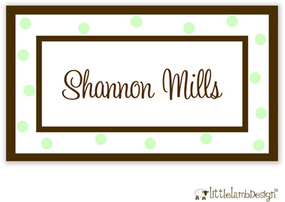 Little Lamb Design Gift Stickers - Green Dot Border
