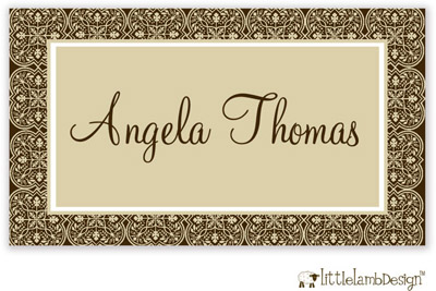 Little Lamb Design Gift Stickers - Beige Patterned Border