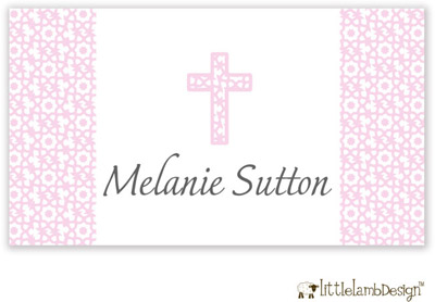 Little Lamb Design Gift Stickers - Pink Cross