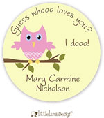 Little Lamb Design Gift Stickers - Owl - Pink