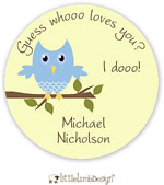 Little Lamb Design Gift Stickers - Owl - Blue