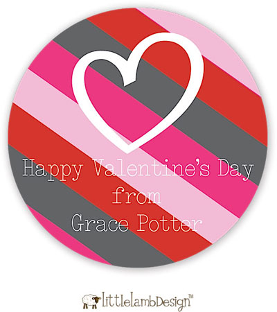 Little Lamb Design Gift Stickers - Fun Stripes Heart Little Lamb Design Gift Stickers - Fun Stripes Heart