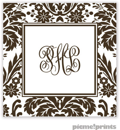 PicMe Prints - Gift Stickers - Damask Espresso